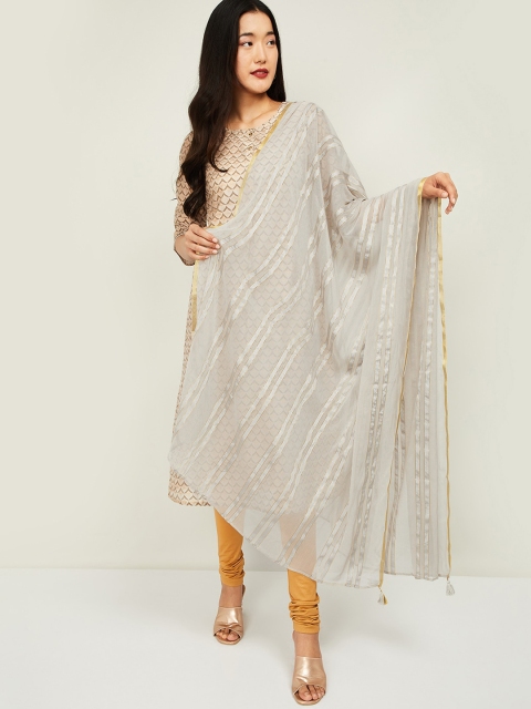 

Melange by Lifestyle Grey & Yellow Striped Dupatta