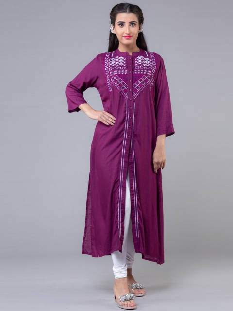 

Klm fashion mall women purple embroidered thread work kurta