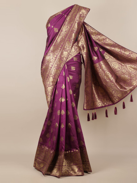

Pothys Purple Woven Design Jute Silk Saree