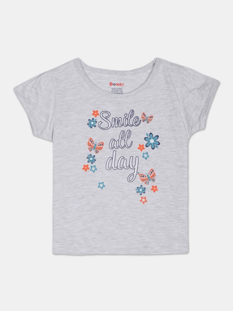 

Donuts Girls Grey Printed Round Neck T-shirt