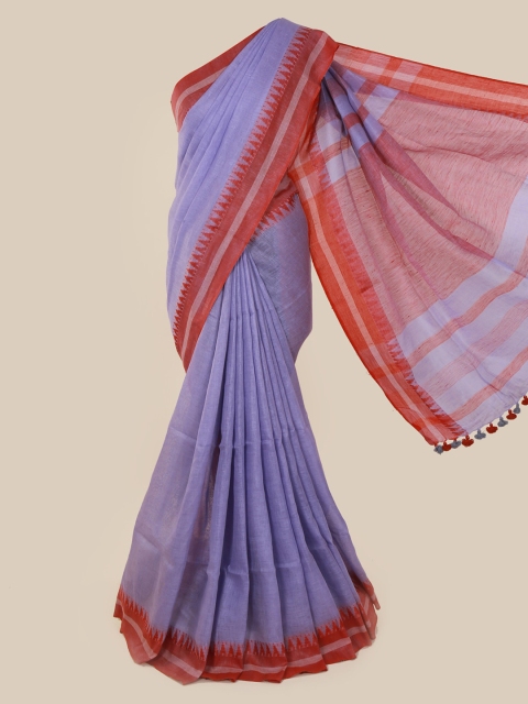 

Pothys Lavender Solid Linen Blend Saree