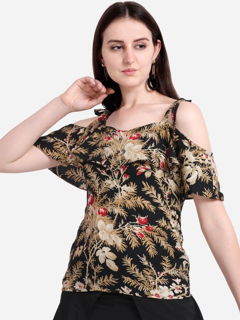 

Fbella Women Black & Brown Printed Top