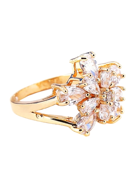 

Foxy Sperks Gold-Toned & Pink Stone-Studded Finger Ring