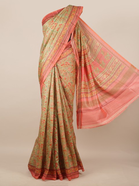 

Pothys Green Printed Jute Silk Saree