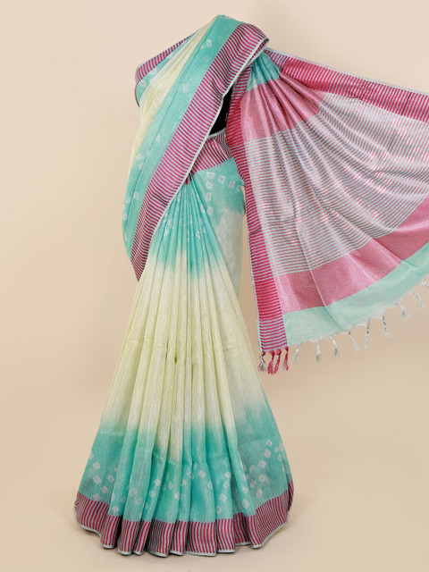 

Pothys Multicoloured Printed Linen Blend Saree, Multi