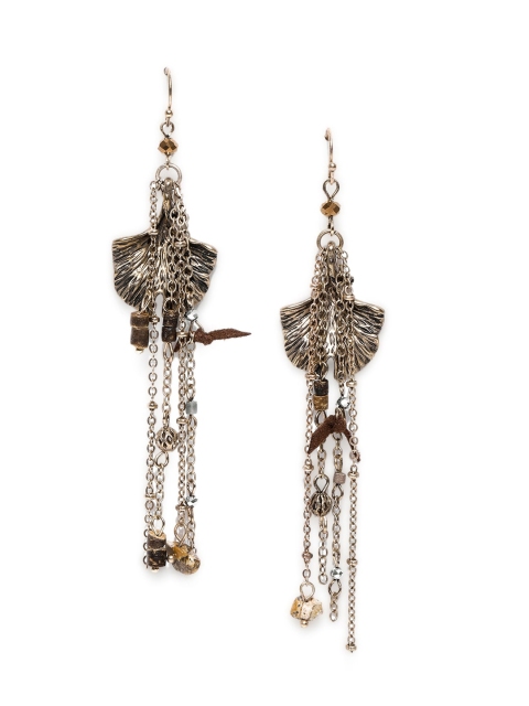 

CRZ Gold-Toned Contemporary Drop Earrings