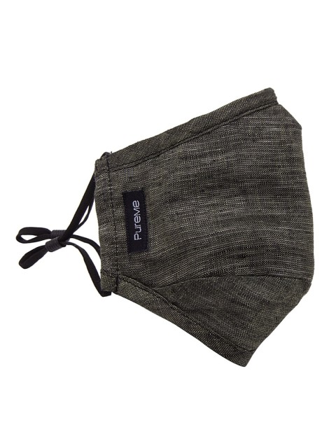 

PureMe Air Masks Unisex Charcoal Black Solid 5-Ply Sustainable Cloth Mask With Detachable Band