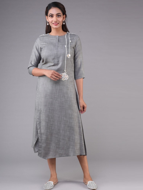 

KLM Fashion Mall Women Grey Solid A-Line Dress