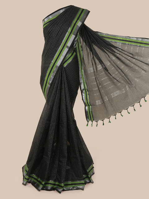 

Pothys Black Checked Pure Cotton Saree