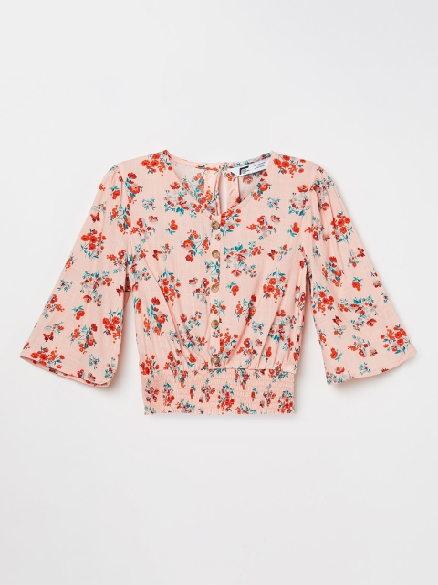 

Fame Forever by Lifestyle Girls Pink Floral Printed Flared Sleeves Regular Top