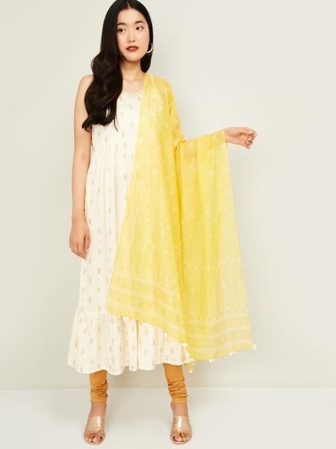 

Melange by Lifestyle Yellow & White Printed Dupatta