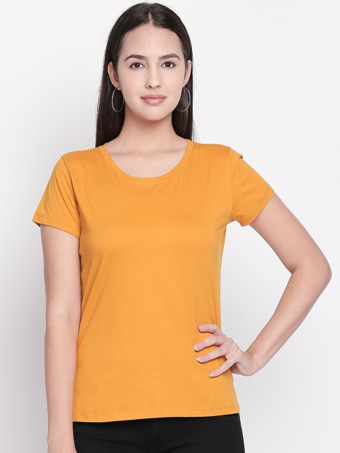 

Dreamz by Pantaloons Women Mustard-Yellow Solid Lounge T-Shirt