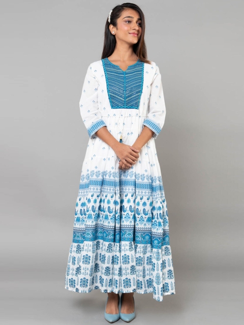 

KLM Fashion Mall Women White Printed A-Line Kurta