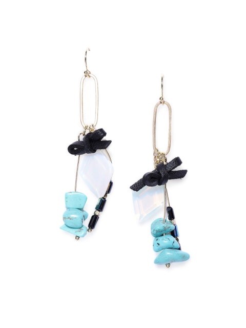 

CRZ Gold-Plated & Blue Contemporary Drop Earrings