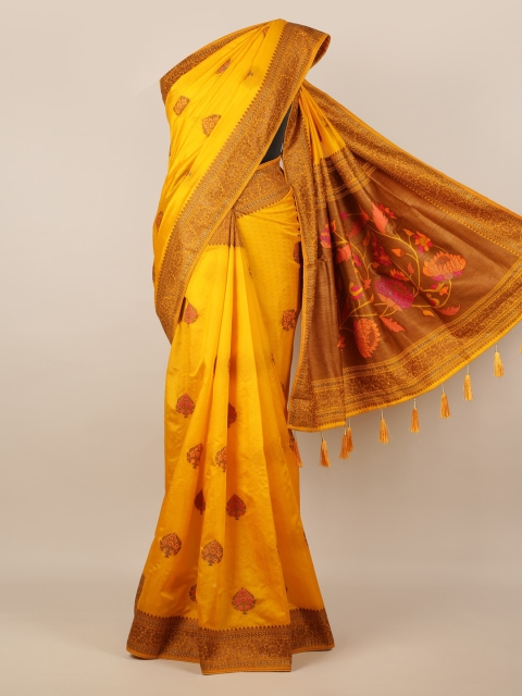 

Pothys Yellow Woven Design Jute Silk Saree