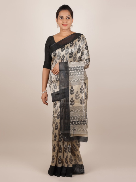 

Pothys Cream-Coloured & Grey Jute Silk Printed Saree