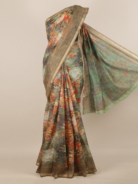 

Pothys Multicoloured Printed Jute Silk Saree, Multi