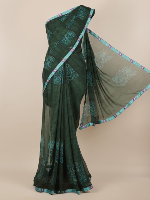 

Pothys Green & Turquoise Blue Poly Chiffon Printed Saree