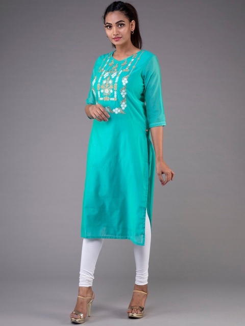 

KLM Fashion Mall Women Sea Green Embroidered Kurta