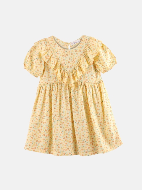 

Beebay Girls Yellow Ditsy Floral Printed A-Line Dress