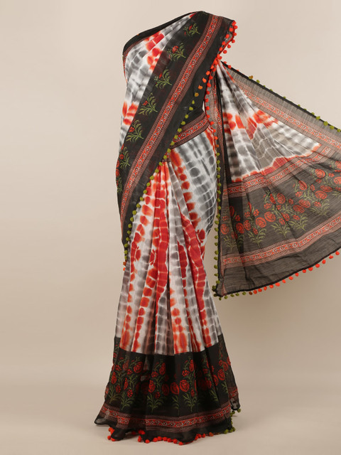 

Pothys Multicoloured Printed Linen Blend Saree, Multi