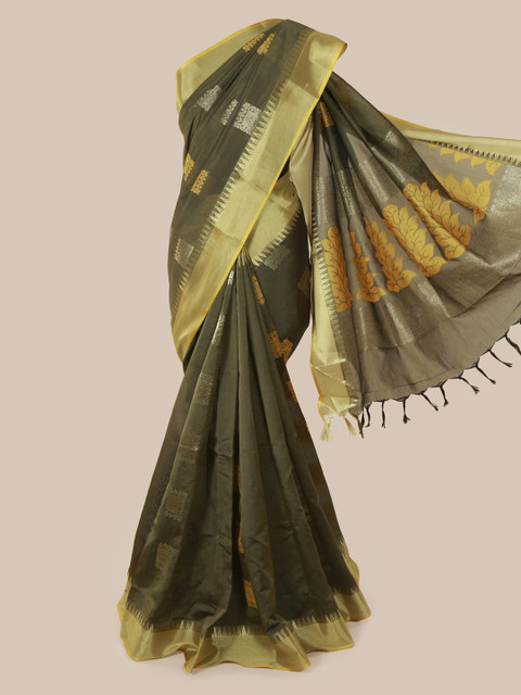 

Pothys Green Woven Design Cotton Blend Sustainable Saree