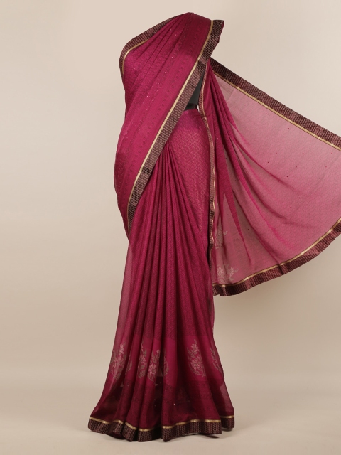

Pothys Purple Printed Poly Chiffon Saree