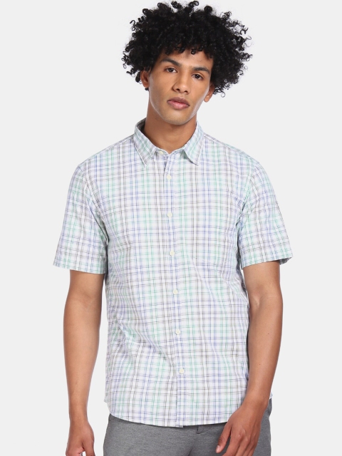 

Ruggers Men White Regular Fit Checked Casual Shirt
