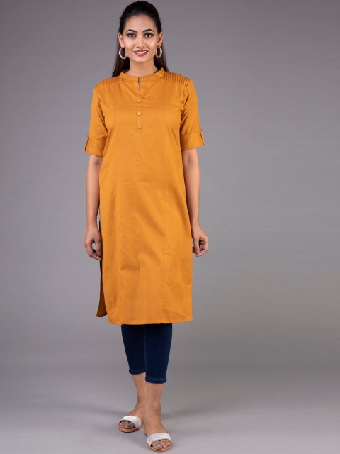 

KLM Fashion Mall Women Mustard Yellow Solid Kurta