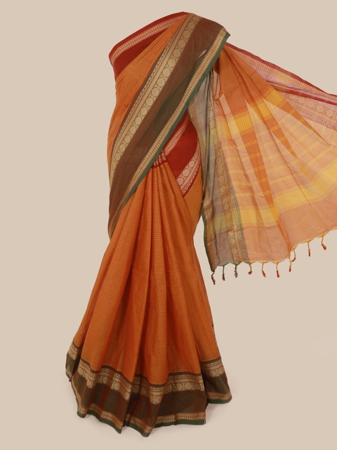 

Pothys Orange Checked Pure Cotton Saree