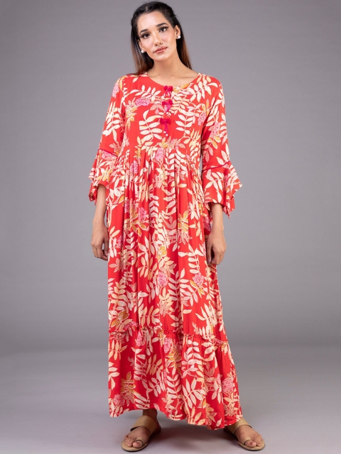 

KLM Fashion Mall Women Red Printed Maxi Dress