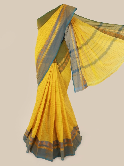 

Pothys Yellow Checked Pure Cotton Saree