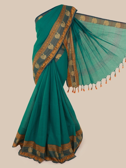

Pothys Green Solid Pure Cotton Saree