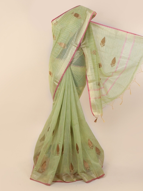 

Pothys Green Embroidered Cotton Blend Saree