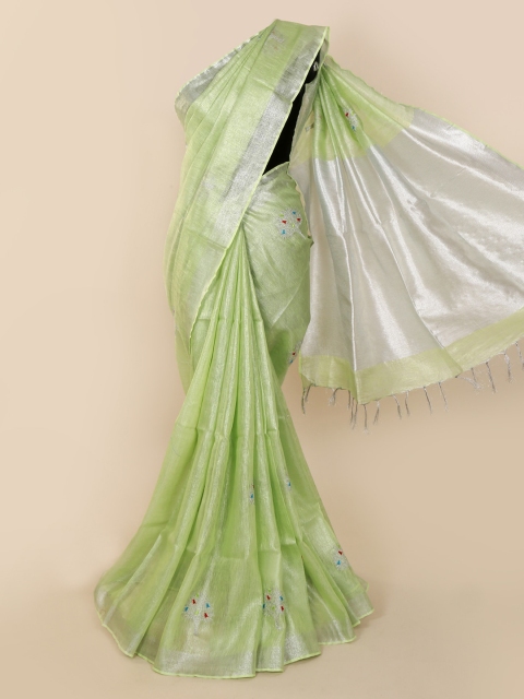 

Pothys Green Woven Design Linen Blend Saree