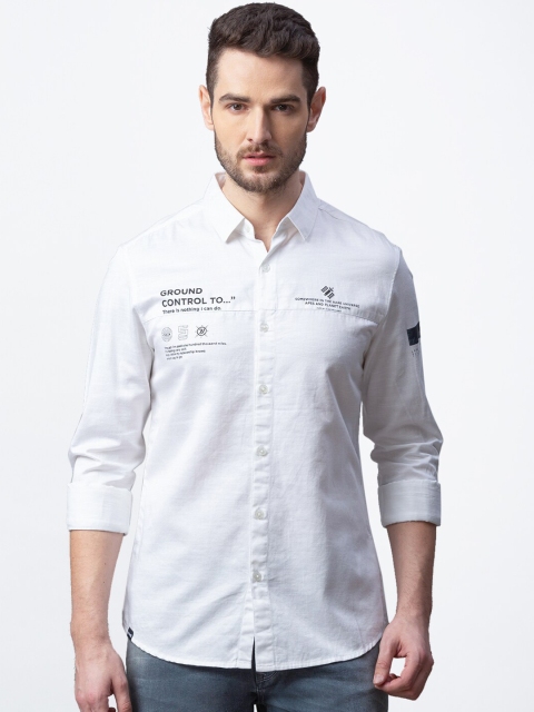 

SPYKAR Men White Slim Fit Solid Casual Shirt