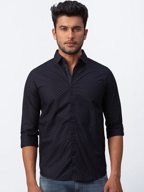 SPYKAR Men Black Slim Fit Printed Casual Shirt