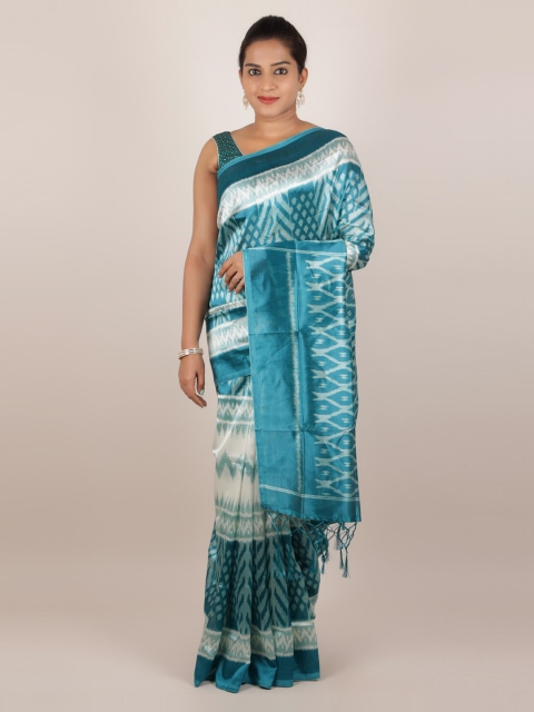

Pothys Blue Printed Jute Silk Saree