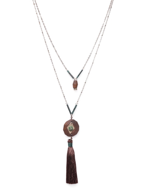 

CRZ Gold-Toned & Brown Alloy Gold-Plated Handcrafted Necklace