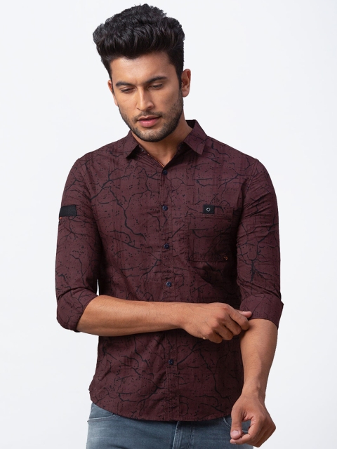 

SPYKAR Men Burgundy Slim Fit Printed Casual Shirt