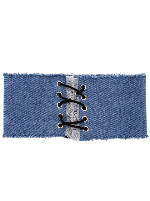 

Foxy Sperks Blue Metal & Fabric Choker Necklace