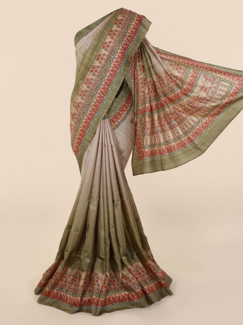 

Pothys Green Dyed Jute Cotton Saree