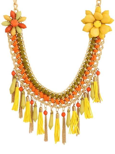

Foxy Sperks Yellow & Orange Metal Handcrafted Necklace