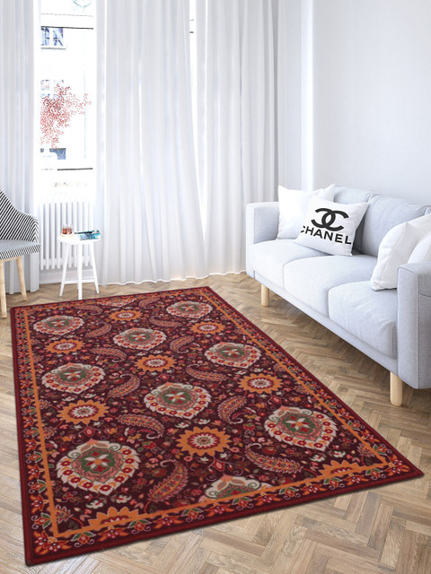 

RUGSMITH Brown & Orange Digital Printed Anti-Skid Carpet