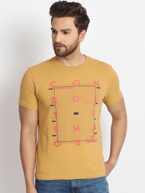 

98 Degree North Men Beige & Red Printed Round Neck T-shirt