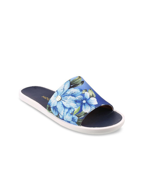 

Mochi Women Blue Printed Open Toe Flats
