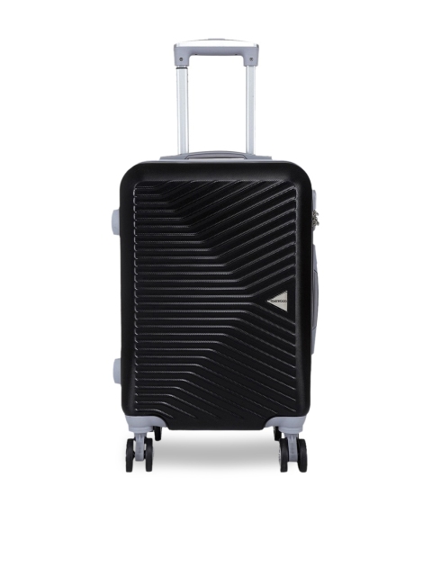 

Teakwood Leathers Unisex Black Textured Hard-Sided Medium Trolley Suitcase