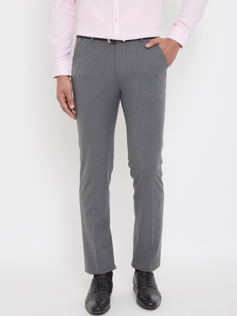 

Canary London Men Grey Slim Fit Solid Formal Trousers