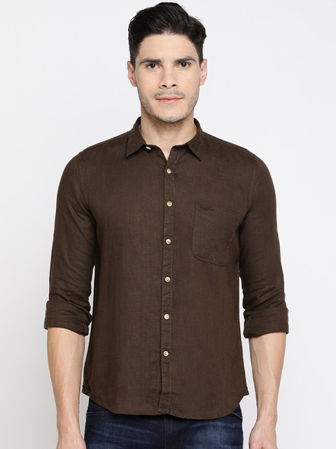 

Pepe Jeans Men Brown Regular Fit Solid Casual Shirt