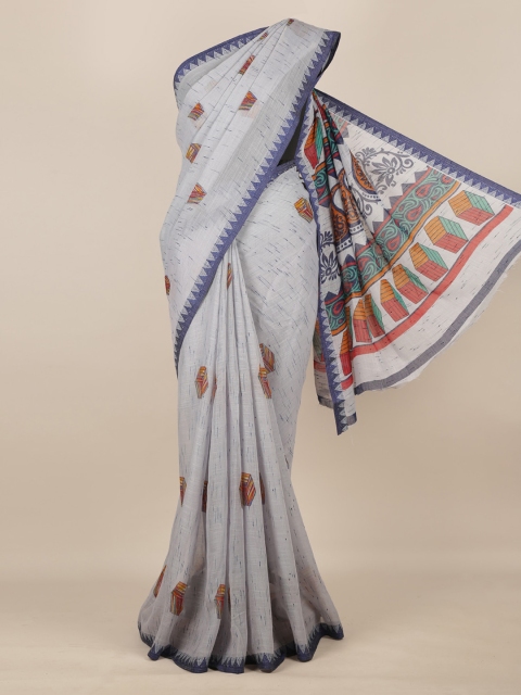 

Pothys Grey & Brown Linen Blend Woven Design Saree